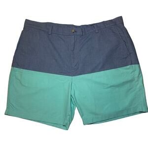 Vineyard Vines Men's Size 42 Aqua & Blue Panel Chino 7" Breaker Shorts